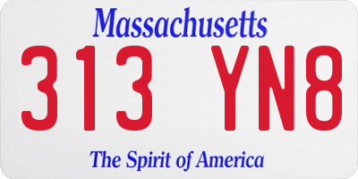 MA license plate 313YN8