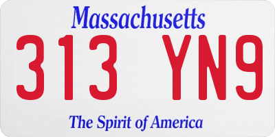 MA license plate 313YN9