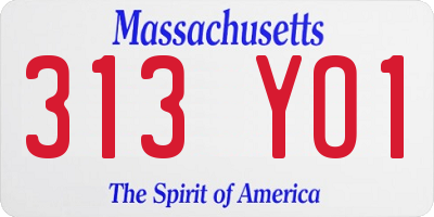 MA license plate 313YO1