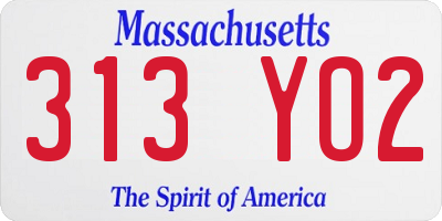 MA license plate 313YO2