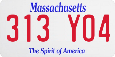 MA license plate 313YO4