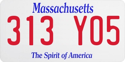 MA license plate 313YO5