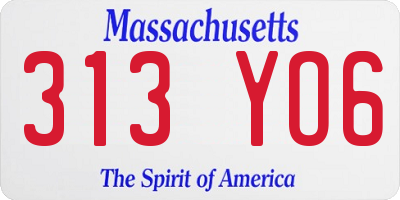MA license plate 313YO6