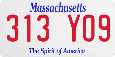 MA license plate 313YO9
