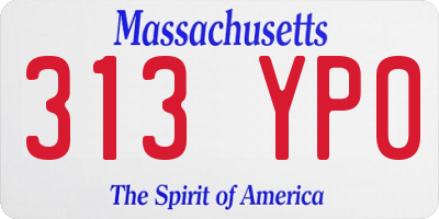 MA license plate 313YP0