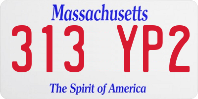 MA license plate 313YP2
