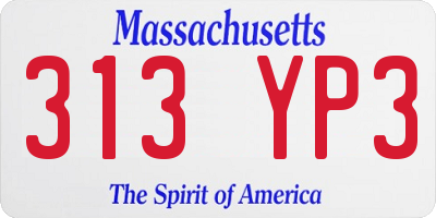 MA license plate 313YP3