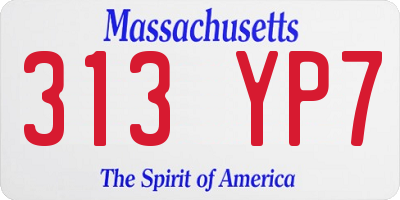 MA license plate 313YP7