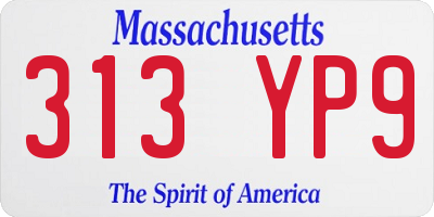 MA license plate 313YP9