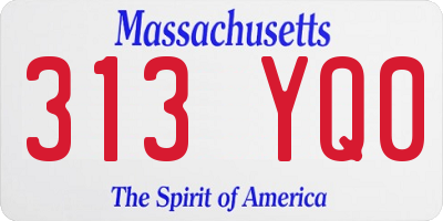 MA license plate 313YQ0