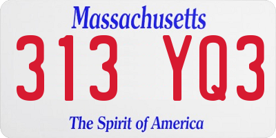 MA license plate 313YQ3