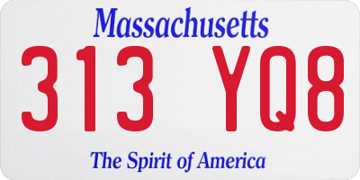 MA license plate 313YQ8