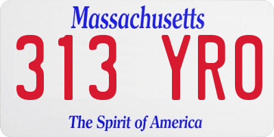 MA license plate 313YR0