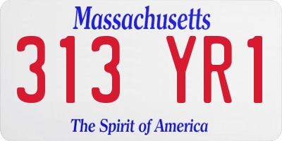 MA license plate 313YR1
