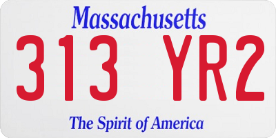 MA license plate 313YR2