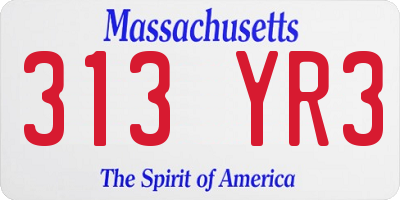 MA license plate 313YR3