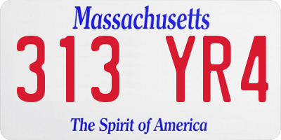 MA license plate 313YR4