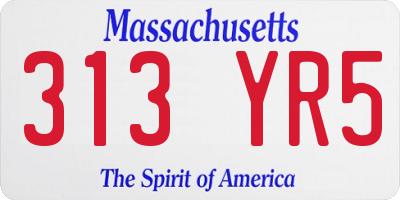 MA license plate 313YR5