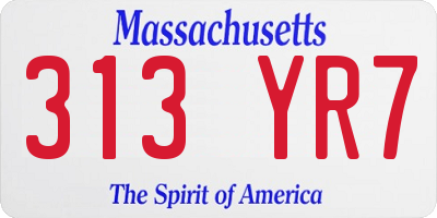 MA license plate 313YR7