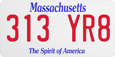 MA license plate 313YR8