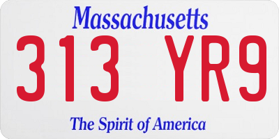 MA license plate 313YR9