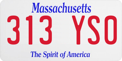 MA license plate 313YS0