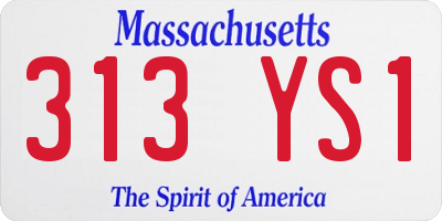 MA license plate 313YS1