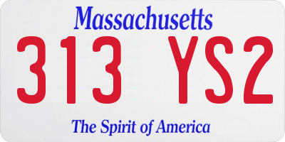 MA license plate 313YS2