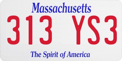 MA license plate 313YS3