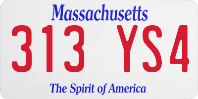 MA license plate 313YS4