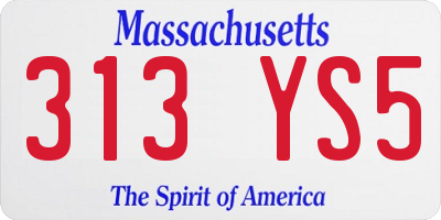 MA license plate 313YS5