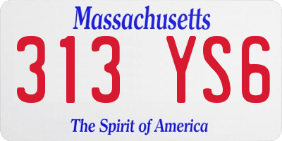 MA license plate 313YS6