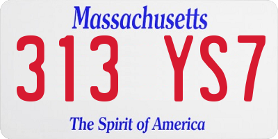 MA license plate 313YS7
