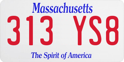 MA license plate 313YS8