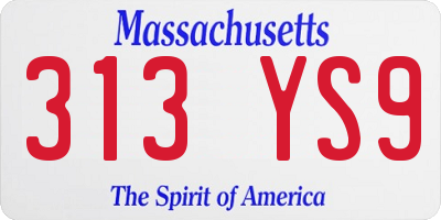 MA license plate 313YS9