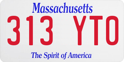 MA license plate 313YT0