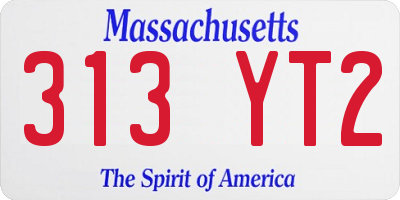 MA license plate 313YT2