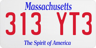 MA license plate 313YT3