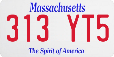 MA license plate 313YT5