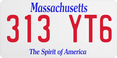 MA license plate 313YT6