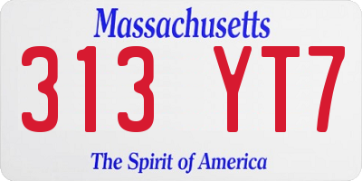 MA license plate 313YT7