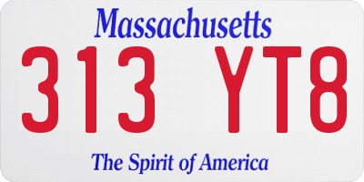 MA license plate 313YT8