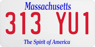 MA license plate 313YU1