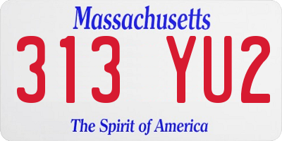MA license plate 313YU2