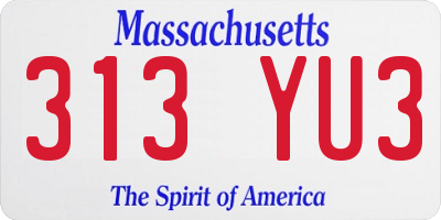 MA license plate 313YU3