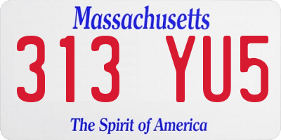 MA license plate 313YU5