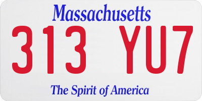 MA license plate 313YU7