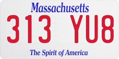 MA license plate 313YU8