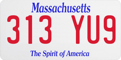 MA license plate 313YU9