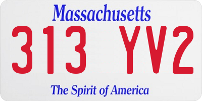 MA license plate 313YV2